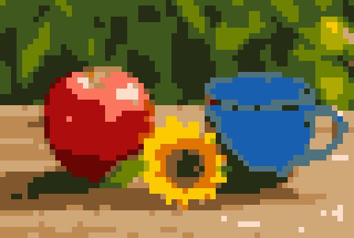 静物写真をドット絵に変換した例